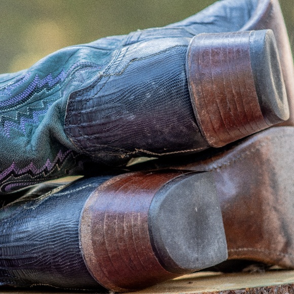 Old Gringo Teju Lizard Teal Cowboy boots - Picture 7 of 16